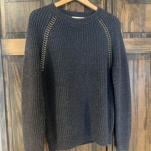 Tory Burch Women's gray/Black Sweater with Chain Detail